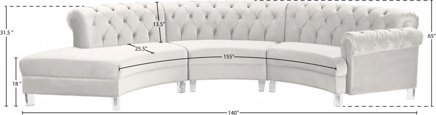 Sectionnel modulaire en velours Anabella
