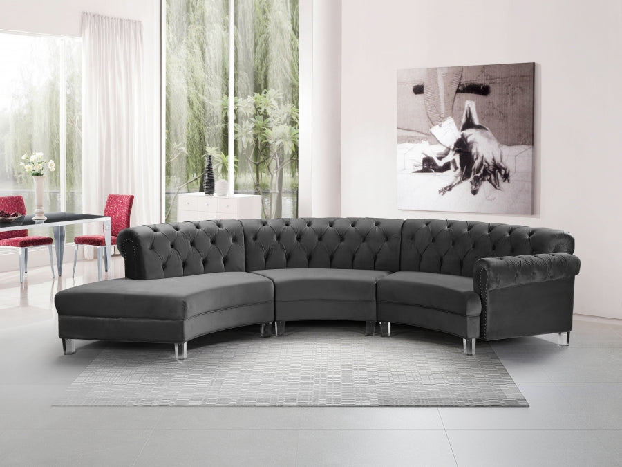 Sectionnel modulaire en velours Anabella