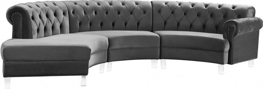Sectionnel modulaire en velours Anabella