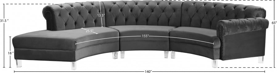 Sectionnel modulaire en velours Anabella