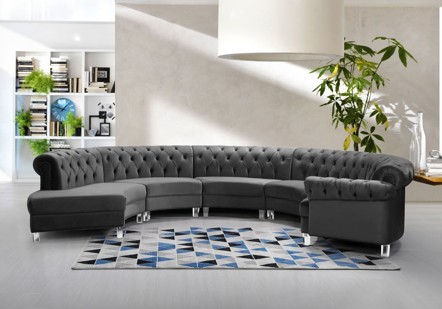 Sectionnel modulaire en velours Anabella