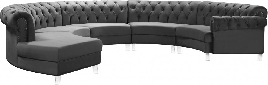 Sectionnel modulaire en velours Anabella
