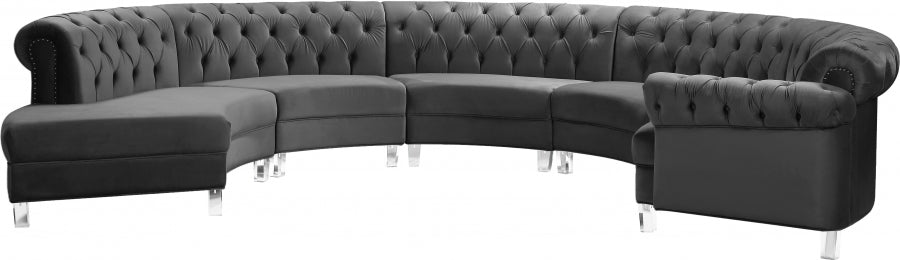 Sectionnel modulaire en velours Anabella