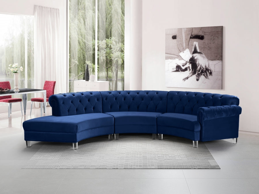 Sectionnel modulaire en velours Anabella