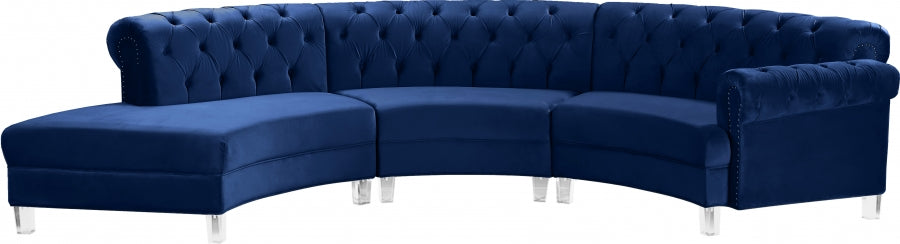 Sectionnel modulaire en velours Anabella
