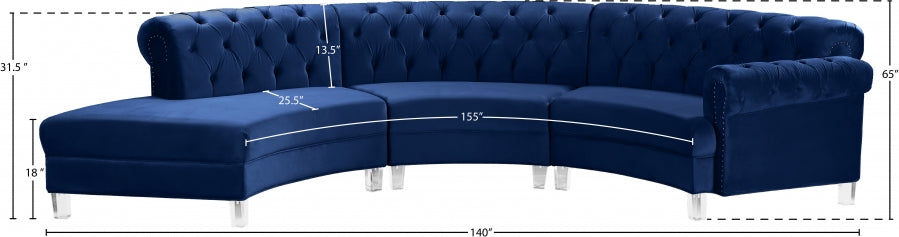 Sectionnel modulaire en velours Anabella
