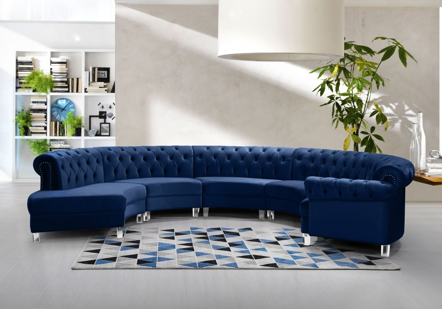 Sectionnel modulaire en velours Anabella