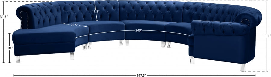 Sectionnel modulaire en velours Anabella