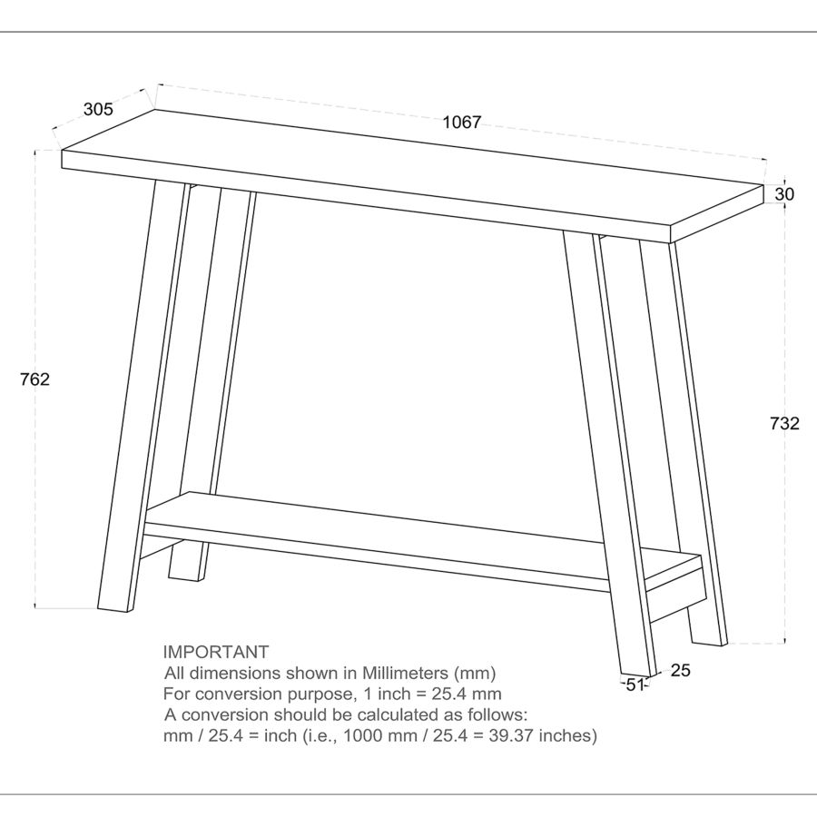 Table console Volsa en noyer