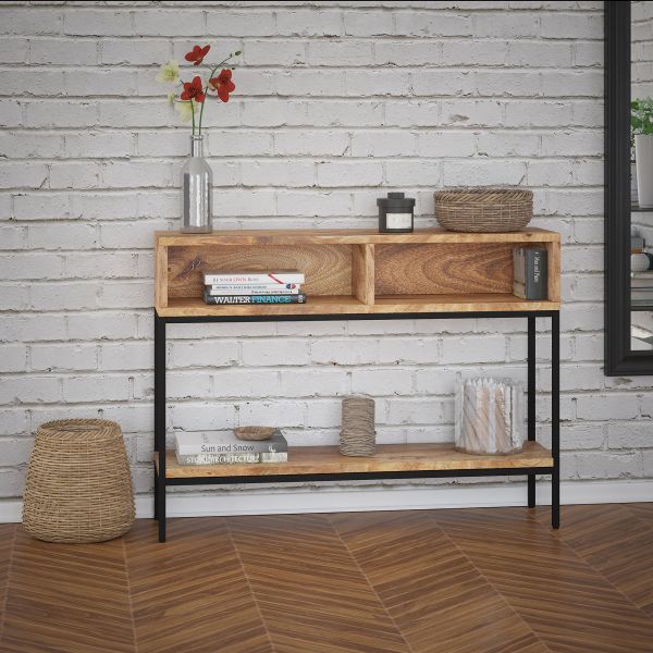 Table console Ojas en naturel brûlé