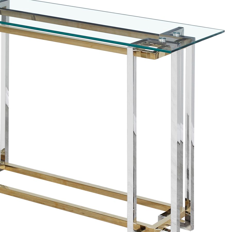 Table console Florina en argent et or