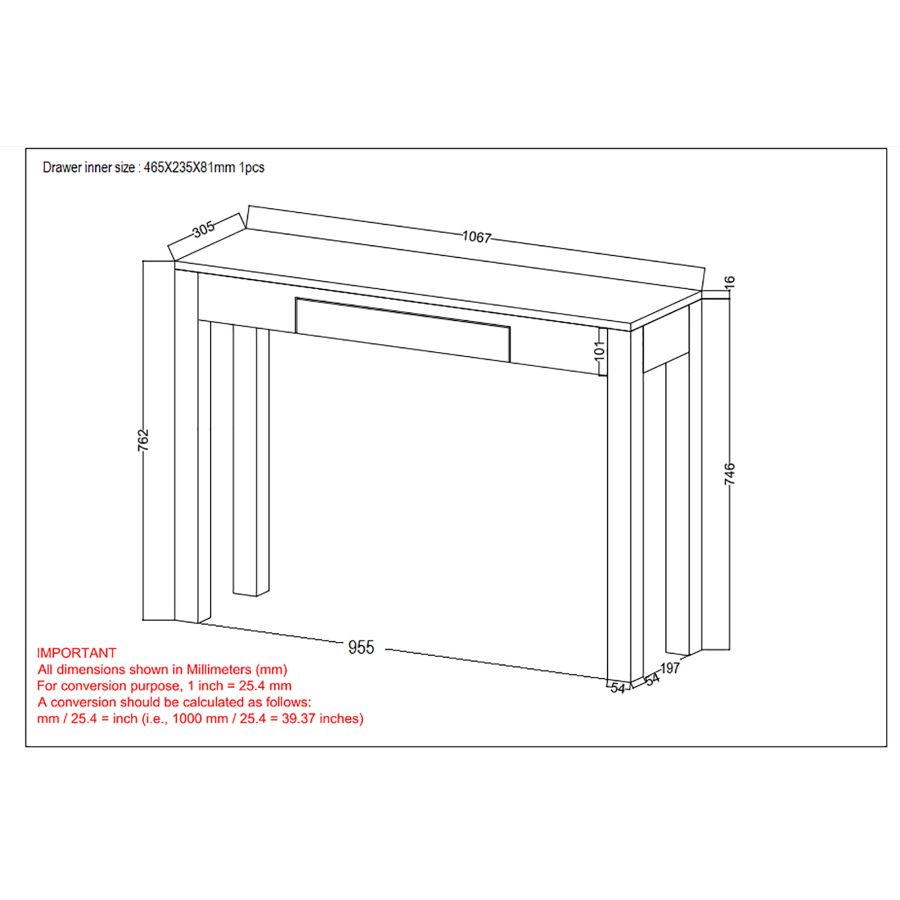 Console/Bureau Idris en Sheesham Foncé