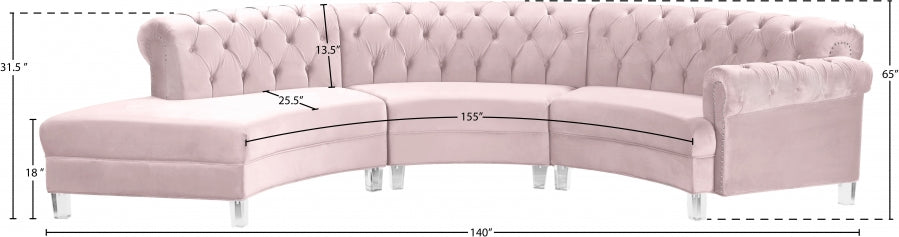 Sectionnel modulaire en velours Anabella