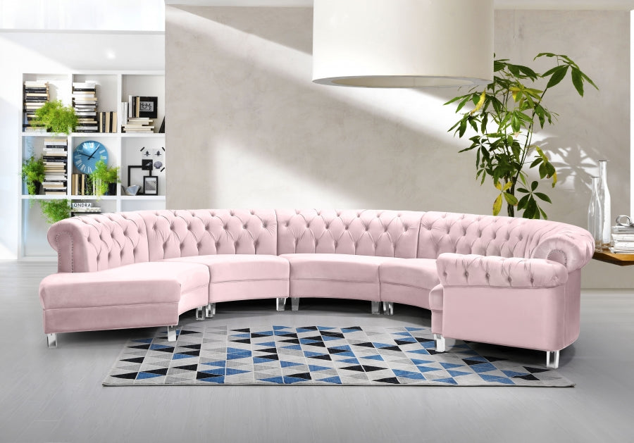 Sectionnel modulaire en velours Anabella