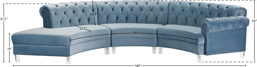 Sectionnel modulaire en velours Anabella