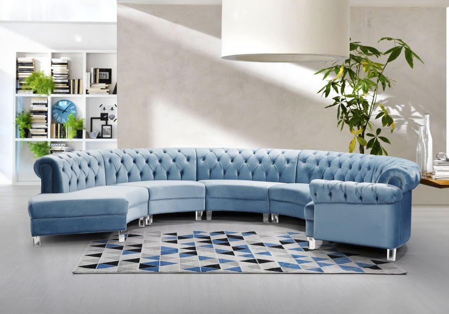Sectionnel modulaire en velours Anabella