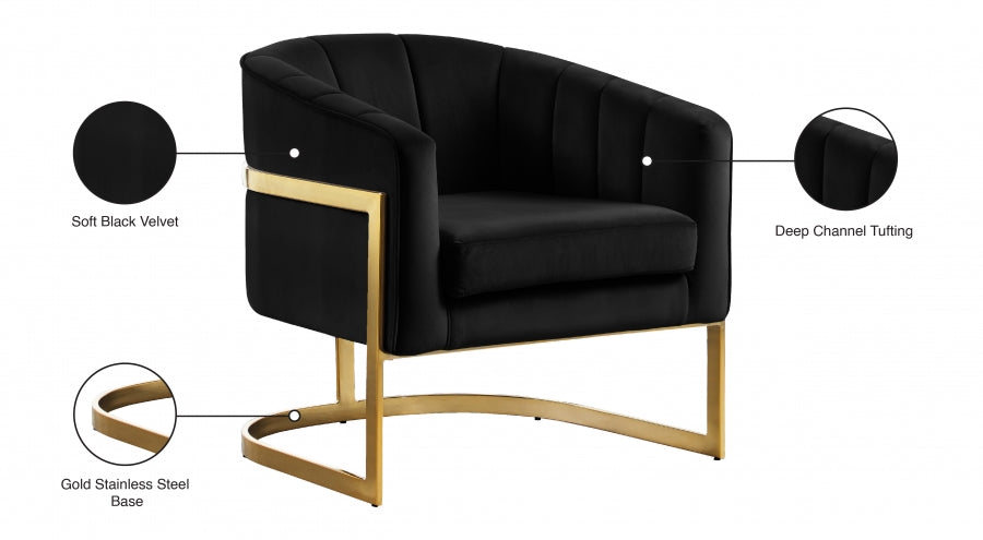 Chaise d'appoint en velours Carter
