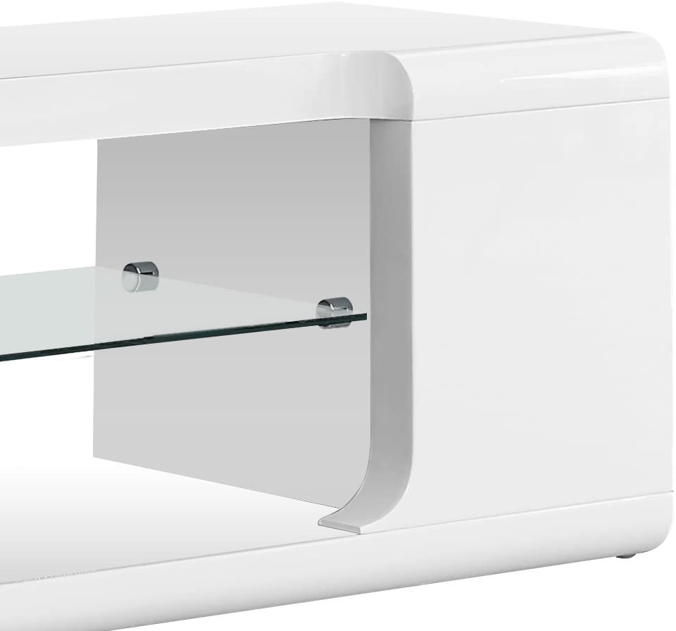 MEUBLE TV - 60"L / BLANC LUSTRE AVEC VERRE TREMPE