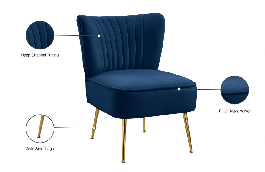 Chaise d'appoint en velours Tess
