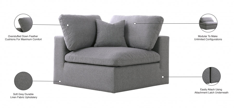 Chaise rembourrée en duvet modulaire de luxe Serene Linen