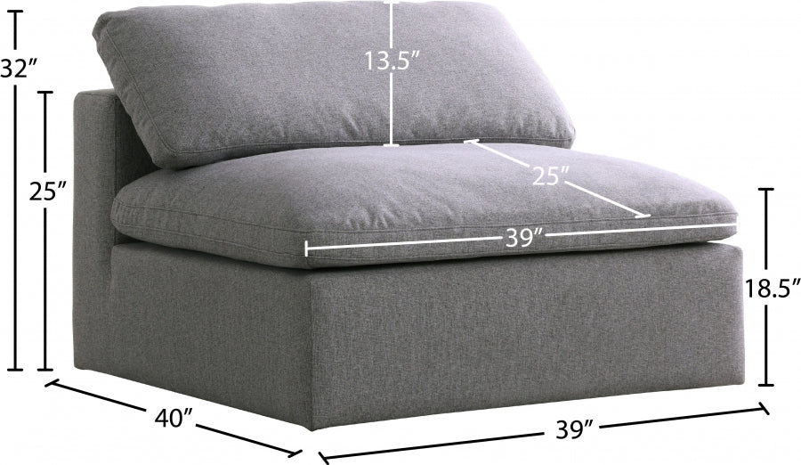 Chaise sans accoudoirs rembourrée en duvet Serene Linen Deluxe
