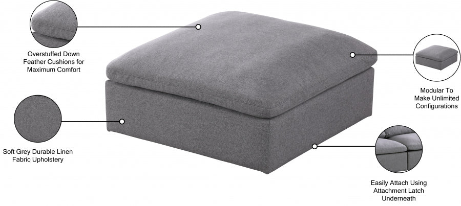 Serene Linen Deluxe Pouf rembourré en duvet modulable confortable comme un nuage 