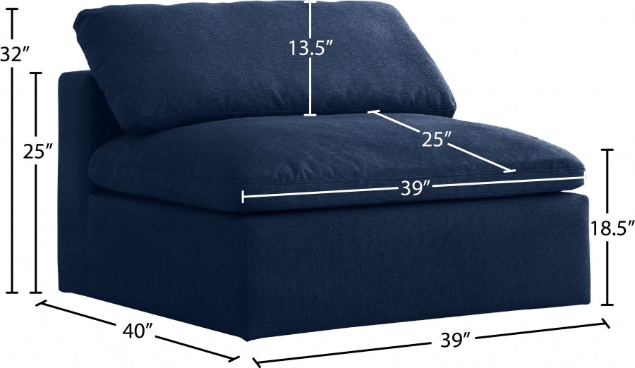 Chaise sans accoudoirs rembourrée en duvet Serene Linen Deluxe