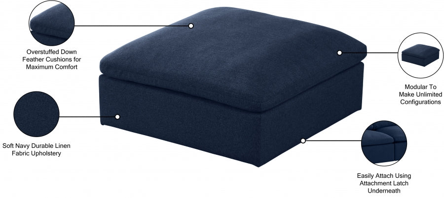 Serene Linen Deluxe Pouf rembourré en duvet modulable confortable comme un nuage 