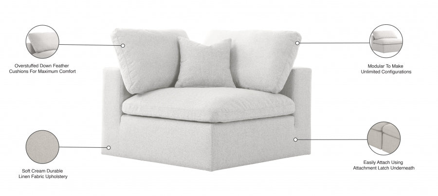 Chaise rembourrée en duvet modulaire de luxe Serene Linen