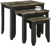 TABLE GIGOGNE - ENSEMBLE 3PCS / PLATEAU MARBRE ESPRESSO