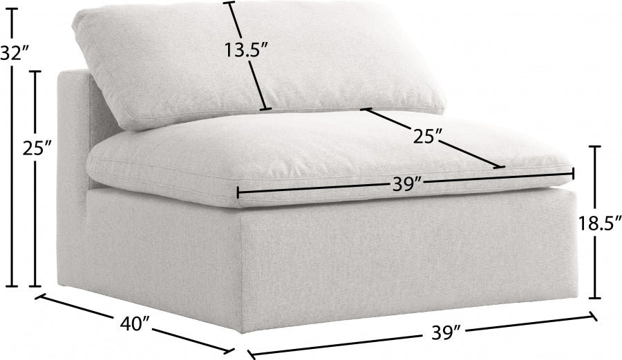 Chaise sans accoudoirs rembourrée en duvet Serene Linen Deluxe