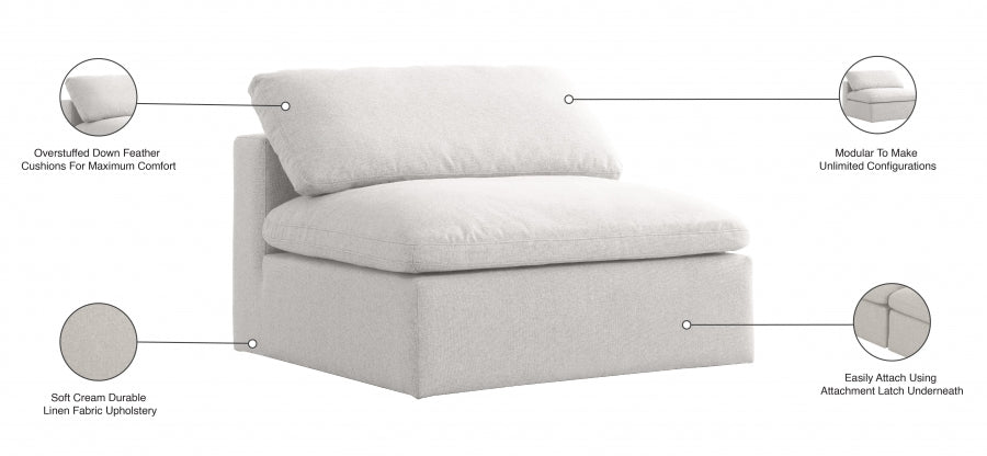 Chaise sans accoudoirs rembourrée en duvet Serene Linen Deluxe