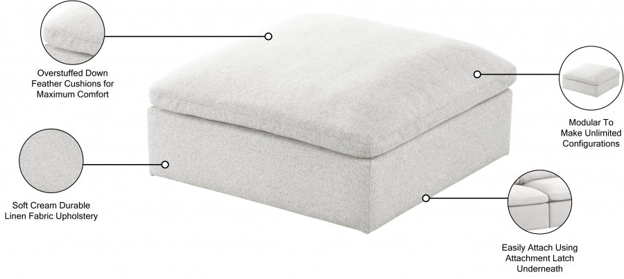 Serene Linen Deluxe Pouf rembourré en duvet modulable confortable comme un nuage 