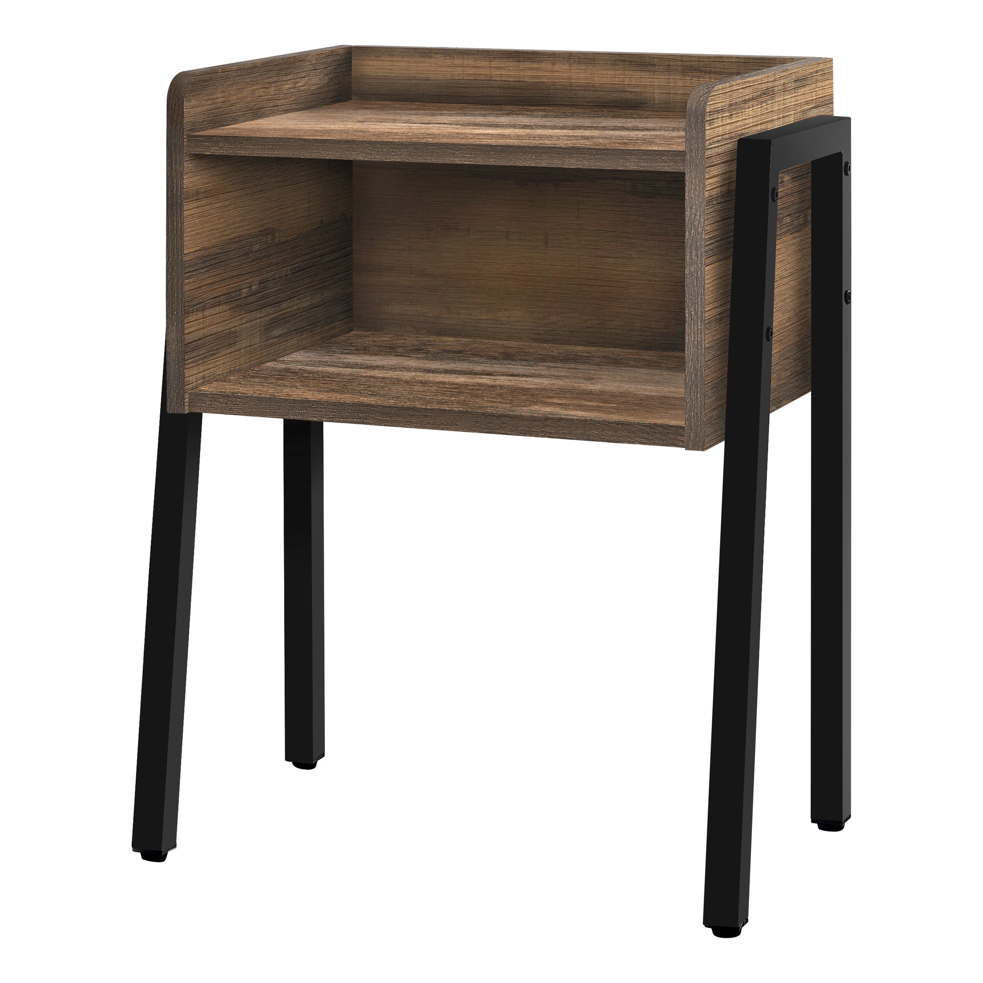 TABLE D'APPOINT - 23"H / LOOK BRUN / MÉTAL NOIR 