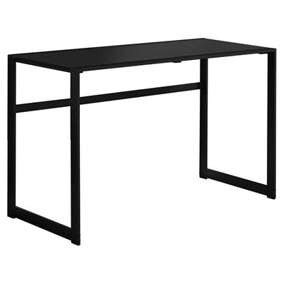 BUREAU D'ORDINATEUR - 48"L / MÉTAL NOIR / VERRE TREMPÉ NOIR 