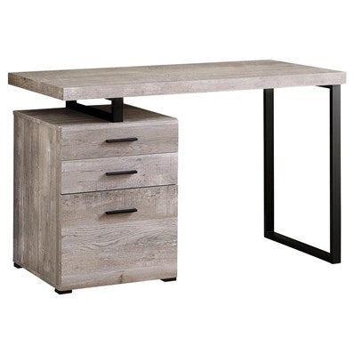 BUREAU D'ORDINATEUR - 48"L / BOIS DE RÉCUPÉRATION TAUPE / MÉTAL NOIR 