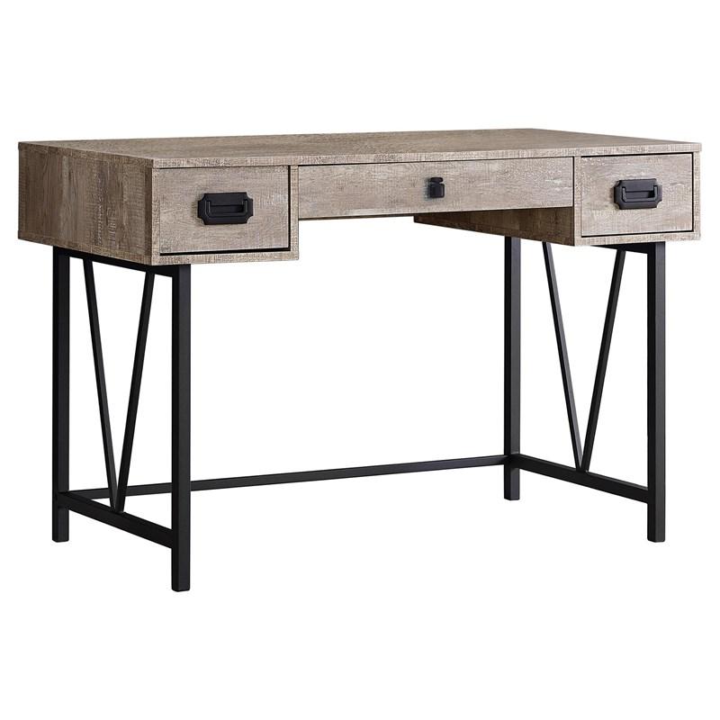BUREAU D'ORDINATEUR - 48"L / BOIS DE RÉCUPÉRATION TAUPE / MÉTAL NOIR 