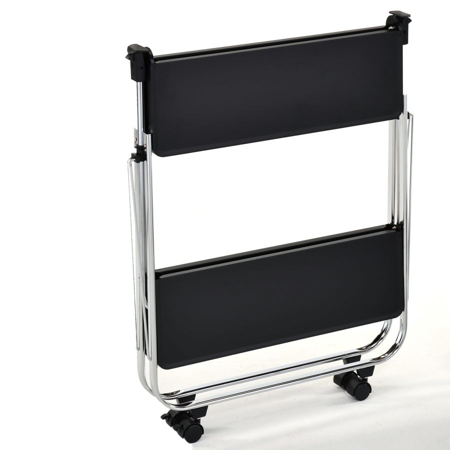 Chariot de bar à 2 niveaux Sumi en noir/chrome