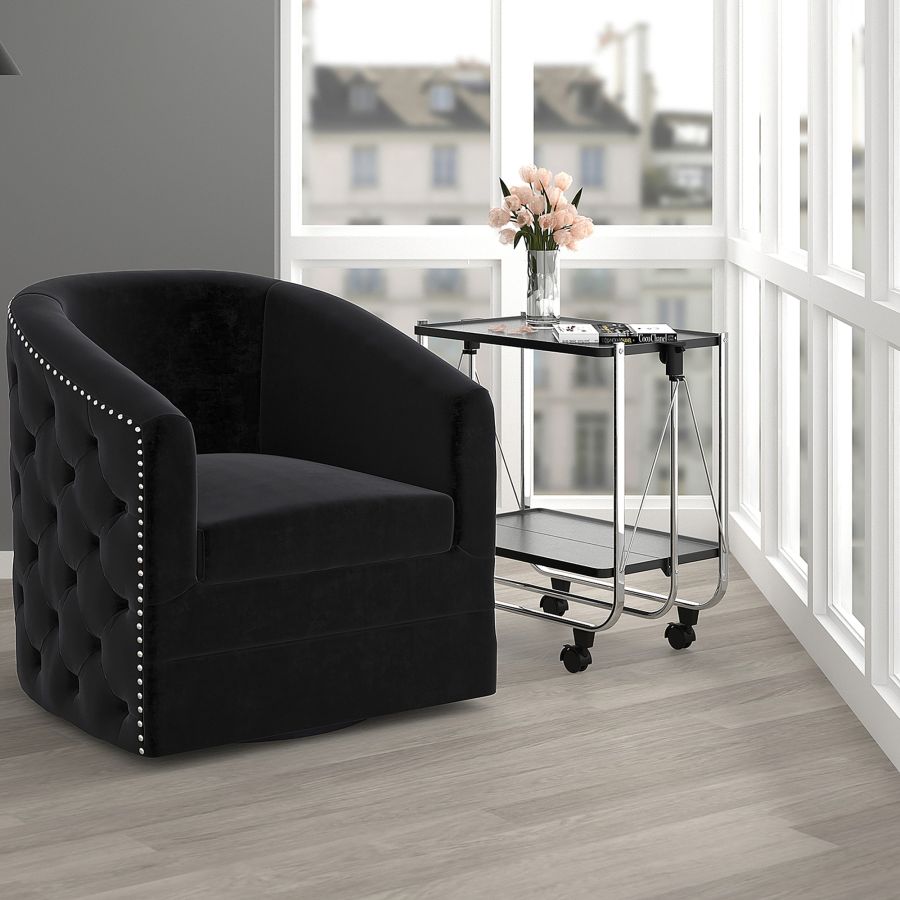 Chariot de bar à 2 niveaux Sumi en noir/chrome