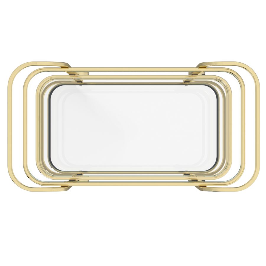 Chariot de bar à 2 niveaux Zedd en or poli