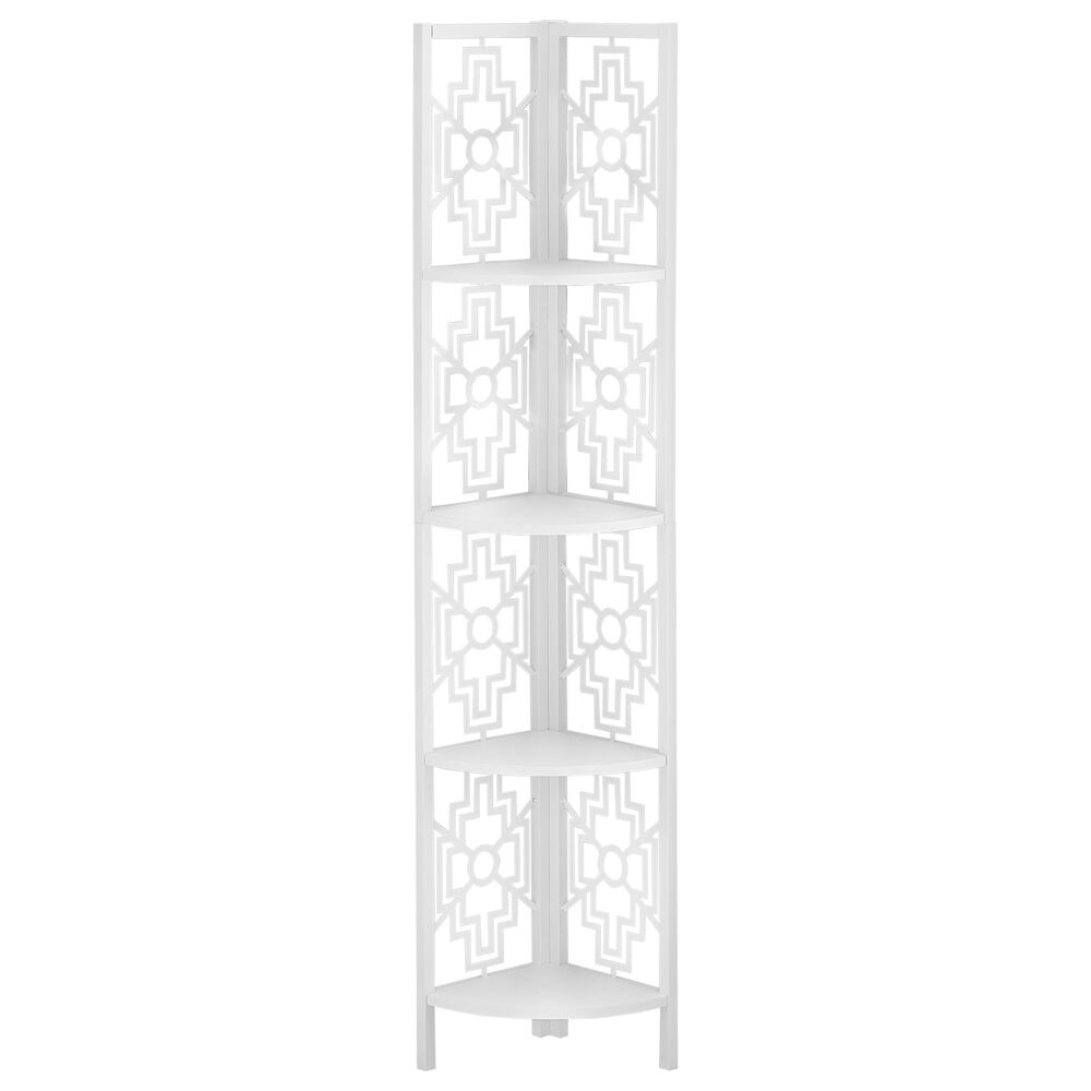 BIBLIOTHÈQUE - 62"H / BLANC / ÉTAGERE EN COIN MÉTAL BLANC