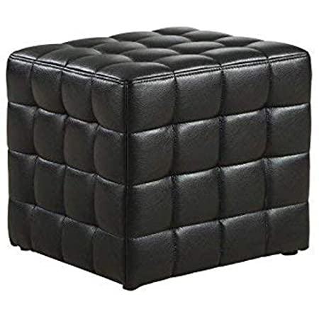 POUF - TISSU SIMILICUIR NOIR 