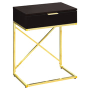 TABLE D'APPOINT - 24"H / ESPRESSO / MÉTAL DORÉ 