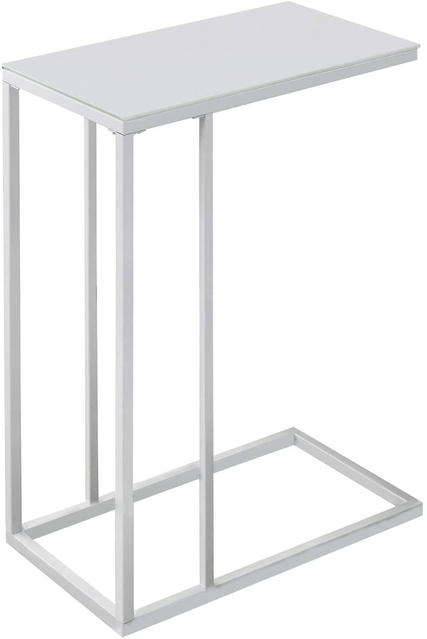 TABLE D'APPOINT - MÉTAL CHROMÉ AVEC VERRE TREMPÉ GIVRÉ 