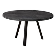 TABLE BASSE - 36"DIA/ BOIS RÉCUPÉRÉ NOIR / MÉTAL NOIR 