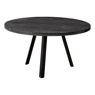 TABLE BASSE - 36"DIA/ BOIS RÉCUPÉRÉ NOIR / MÉTAL NOIR 