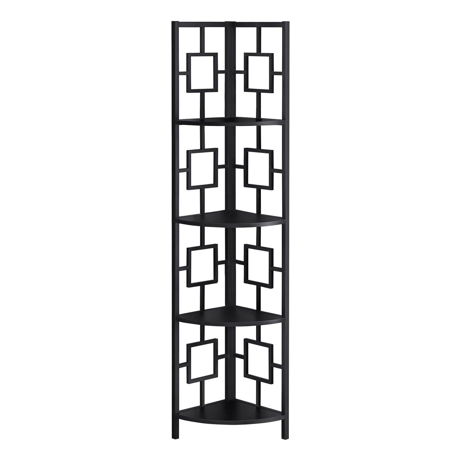 BIBLIOTHEQUE - 62"H / NOIR / ETAGERE EN COIN METAL NOIR