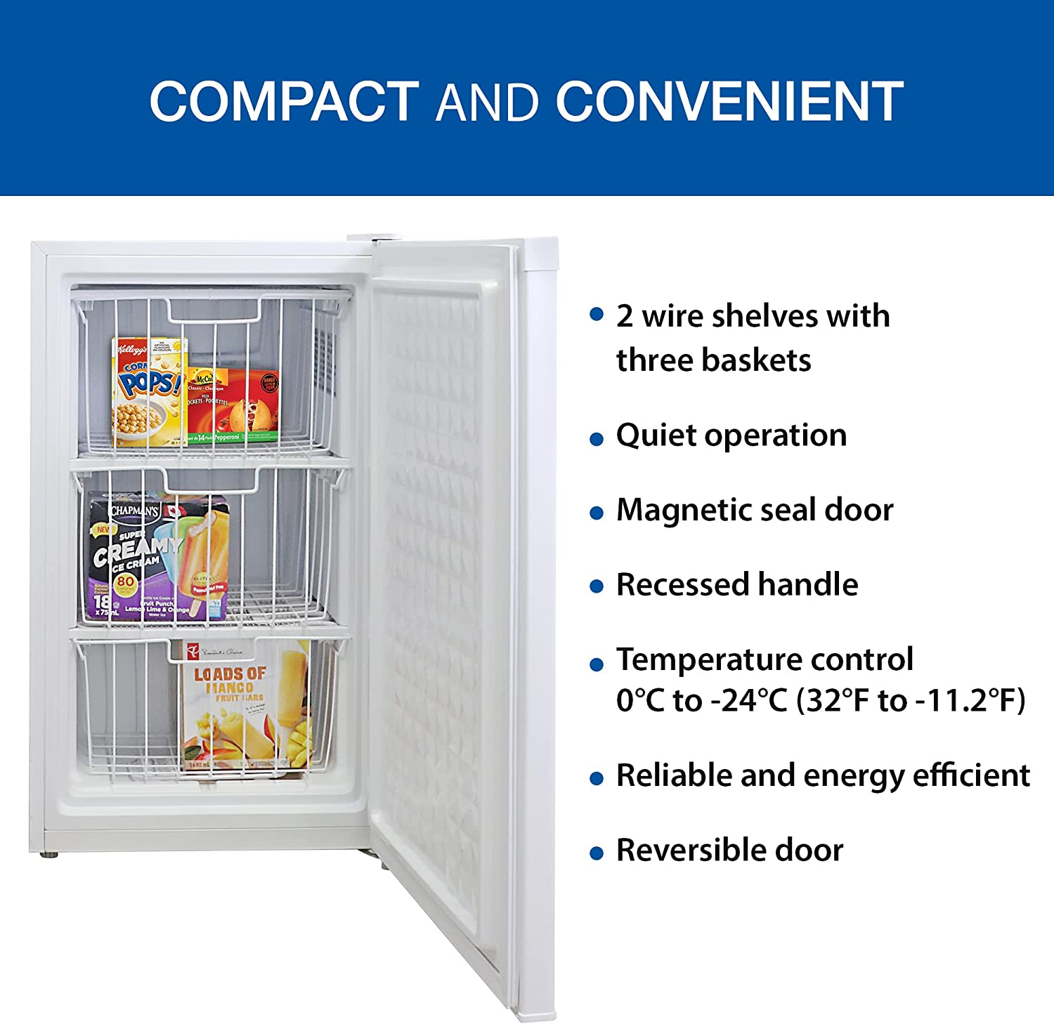 Koolatron KTUF88 Congélateur vertical de 3,1 pieds cubes (88 litres) avec thermostat réglable