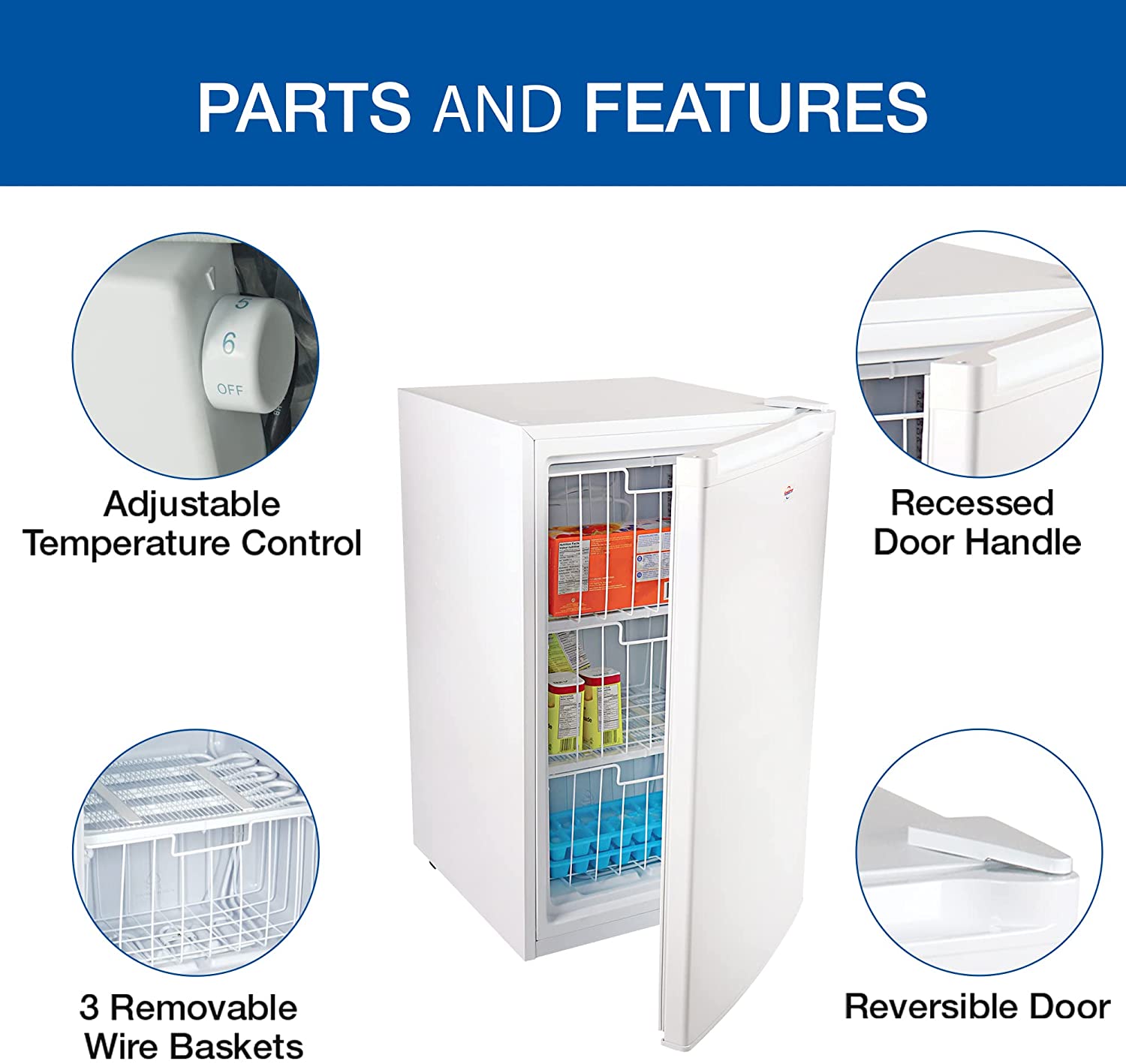 Koolatron KTUF88 Congélateur vertical de 3,1 pieds cubes (88 litres) avec thermostat réglable