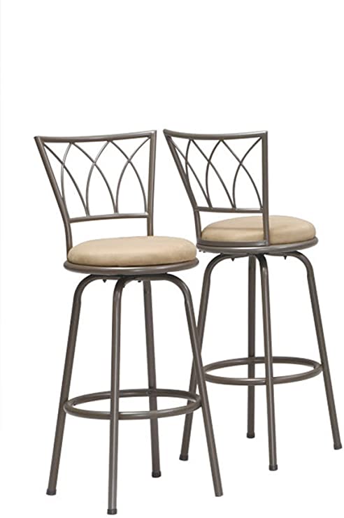 TABOURET DE BAR - 2PCS / 43"H / PIVOTANT / MÉTAL CAFÉ FONCÉ
